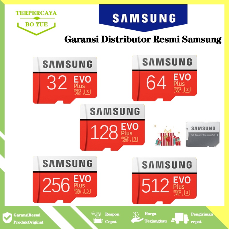 100 Original Kartu Memori Samsung 16GB/32GB/64GB/128GB/256GB/512GB Micro SD Memori Card Transfer higga 95MB/S Ultra Kartu Memory Card