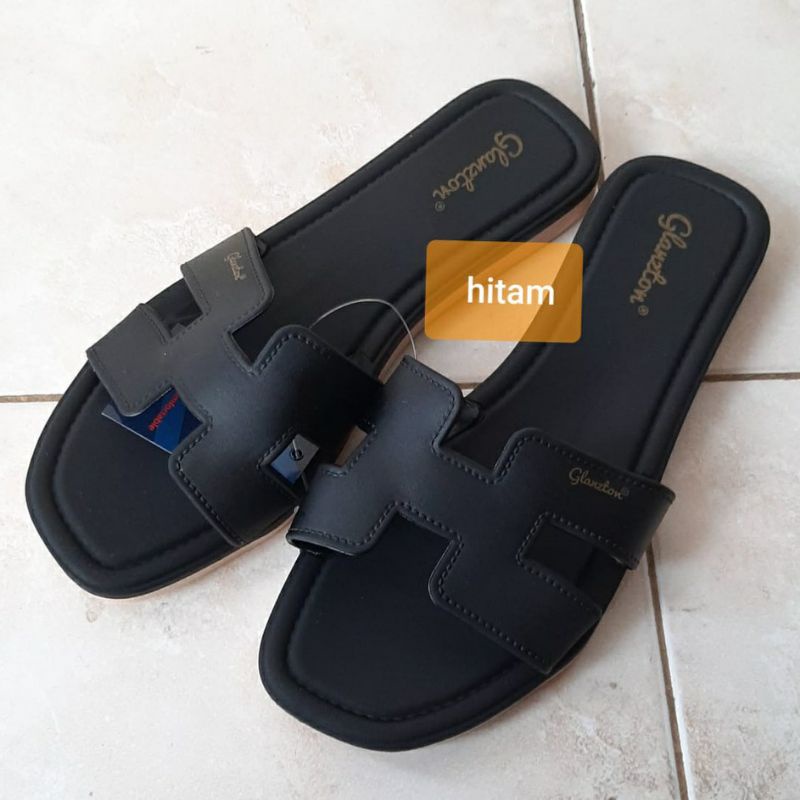Sandal Glanzton 1838 Wanita Karet Jelly Import Sendal L1838 Glanston Glaston Flat Cewek Perempuan Selop Slop Murah Kekinian Kokop Slip1838-QPS L1838JPS L1838VPS L1838YPS Sun-FIRLY Impor Alice Import Cantik Casual Kasual Polos Model H Original 37-41-Hitam