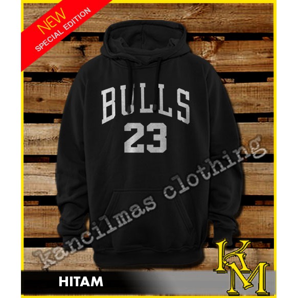 SWEATER HOODIE JUMPER BULLS 23 WARNA HITAM