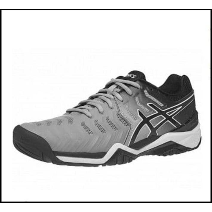 asics gel resolution 7 greyblackwhite men's shoes