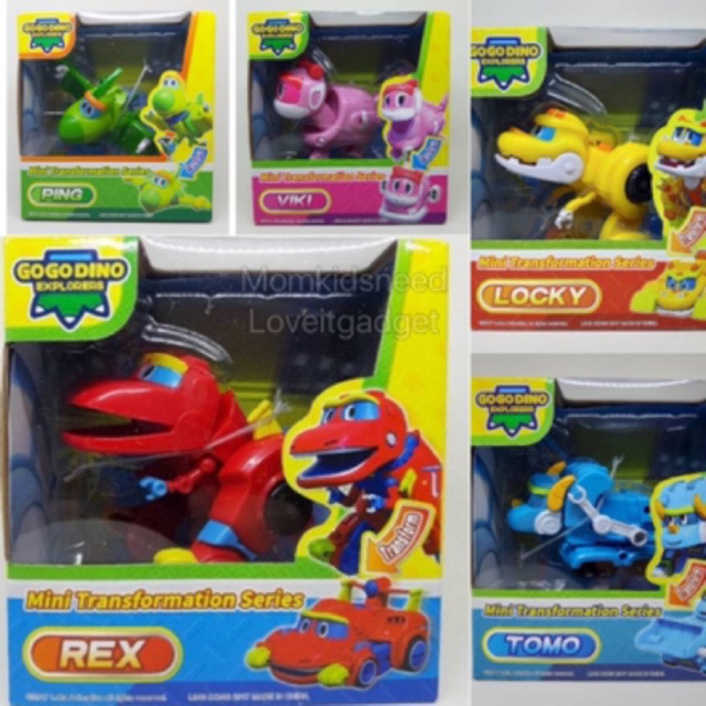 GoGo Dino Mini Transformation Car Rex Ping Tomo Viki Locky Mainan Anak Mobil