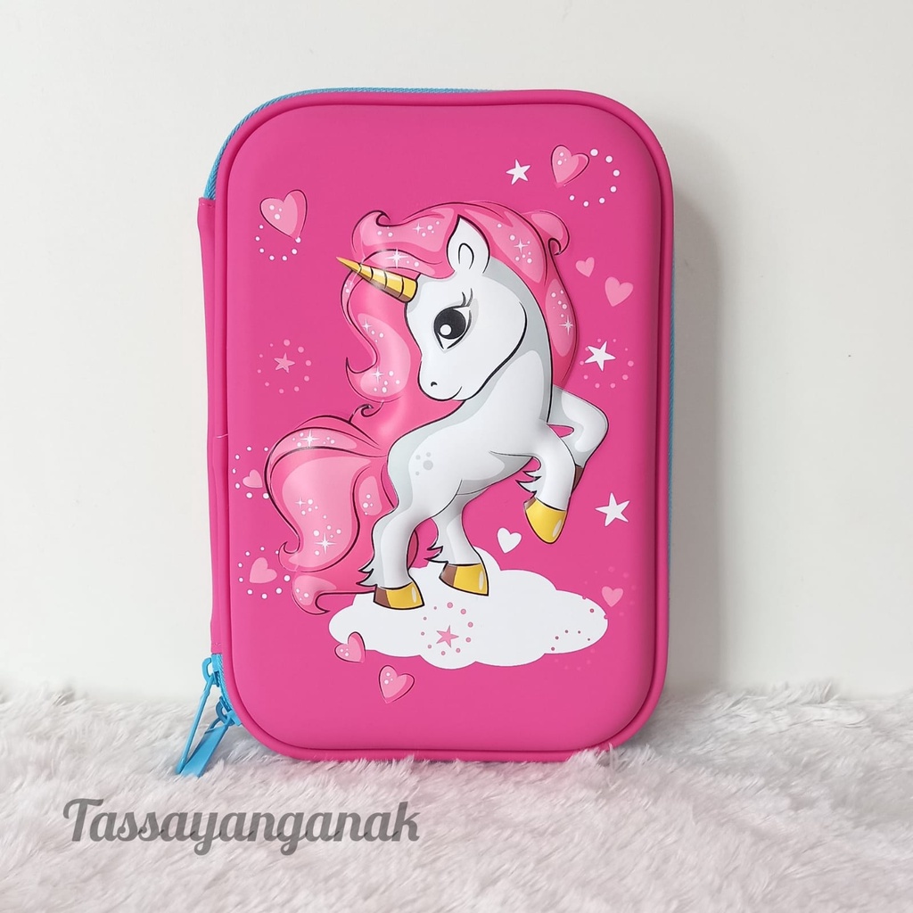 Tempat Pensil Unicorn Kotak Pensil Kuda Poni Tempat Pensil Motif Kartun Unicon 3d Bahan Eva