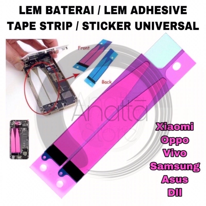 Lem STICKER Baterai Tanam Strip Tape Universal Android Ip Handphone HP Xiaomi Samsung Oppo Asus Vivo