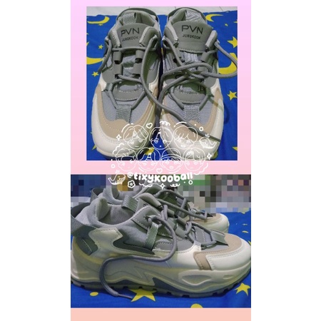SEPATU PVN BTS JUNGKOOK SNEAKER WANITA GREY CREAM NEW