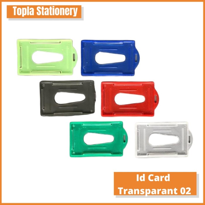 

Unik Casing Id Card Transparant Colour Topla 02 (Harga Pack Isi 100 Pcs) Gilaa!!!