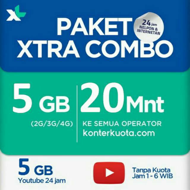 5 Gb 10gb Youtube 10gb Paket Internet Xl Combo Xtra Combo Shopee Indonesia