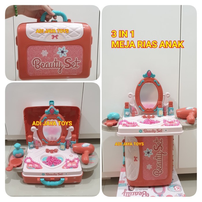 BIG DISCOUNT 3in1 beauty Mainan alat make up anak MAINAN ANAK PEREMPUAN DANDAN BEAUTY PLAYSET 31N1 SALON KOPER MEJA RIAS