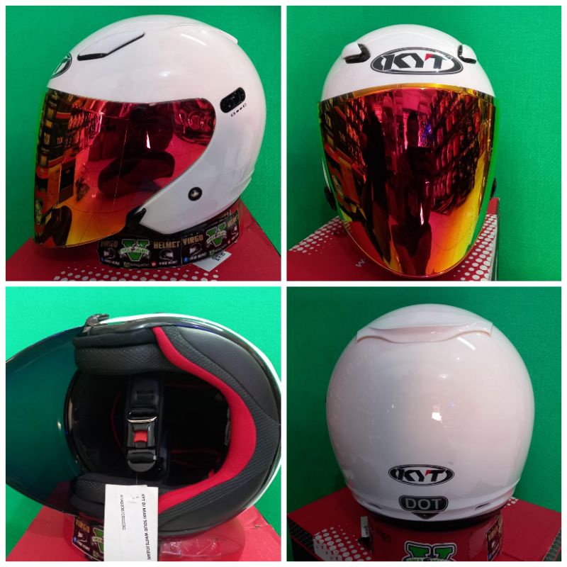KYT HELM DJ MAXI SOLID WHITE+VISOR IRIDIUM DOUBLE VISOR