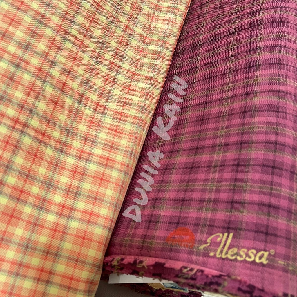 Bahan Kain seragam baju pakaian celana kain kotak - kotak merek Ellessa