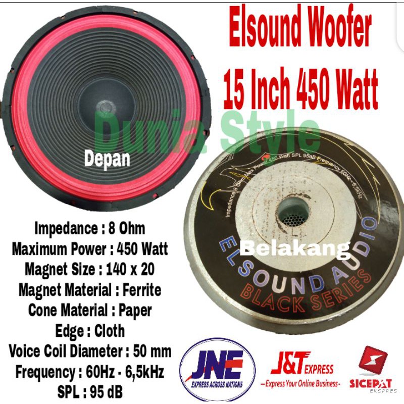 Speaker Elsound Woofer 15 Inch 450 Watt