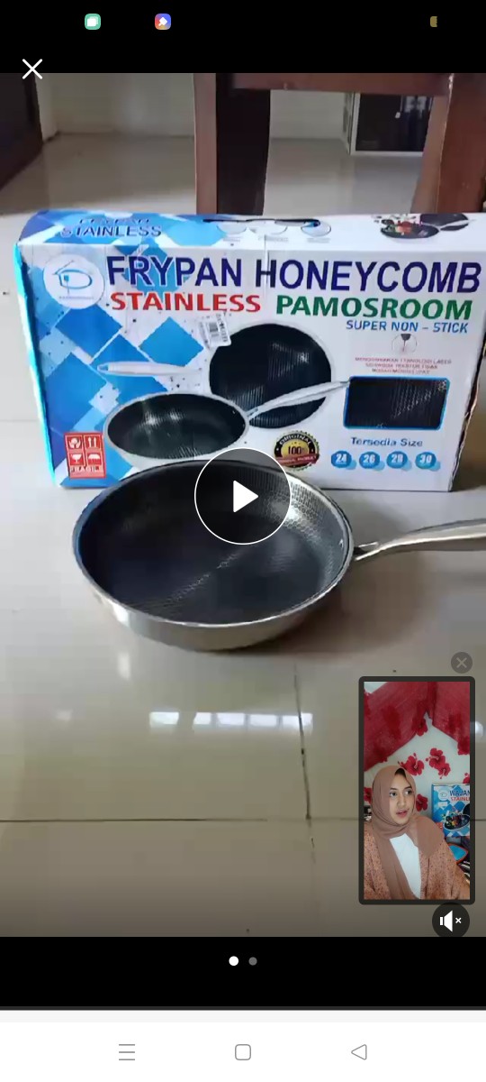 Pamosroom Wajan Kuali Honeycomb Stainless 32cm Anti Lengket Induksi Hybrid Non Stick Pfoa Free
