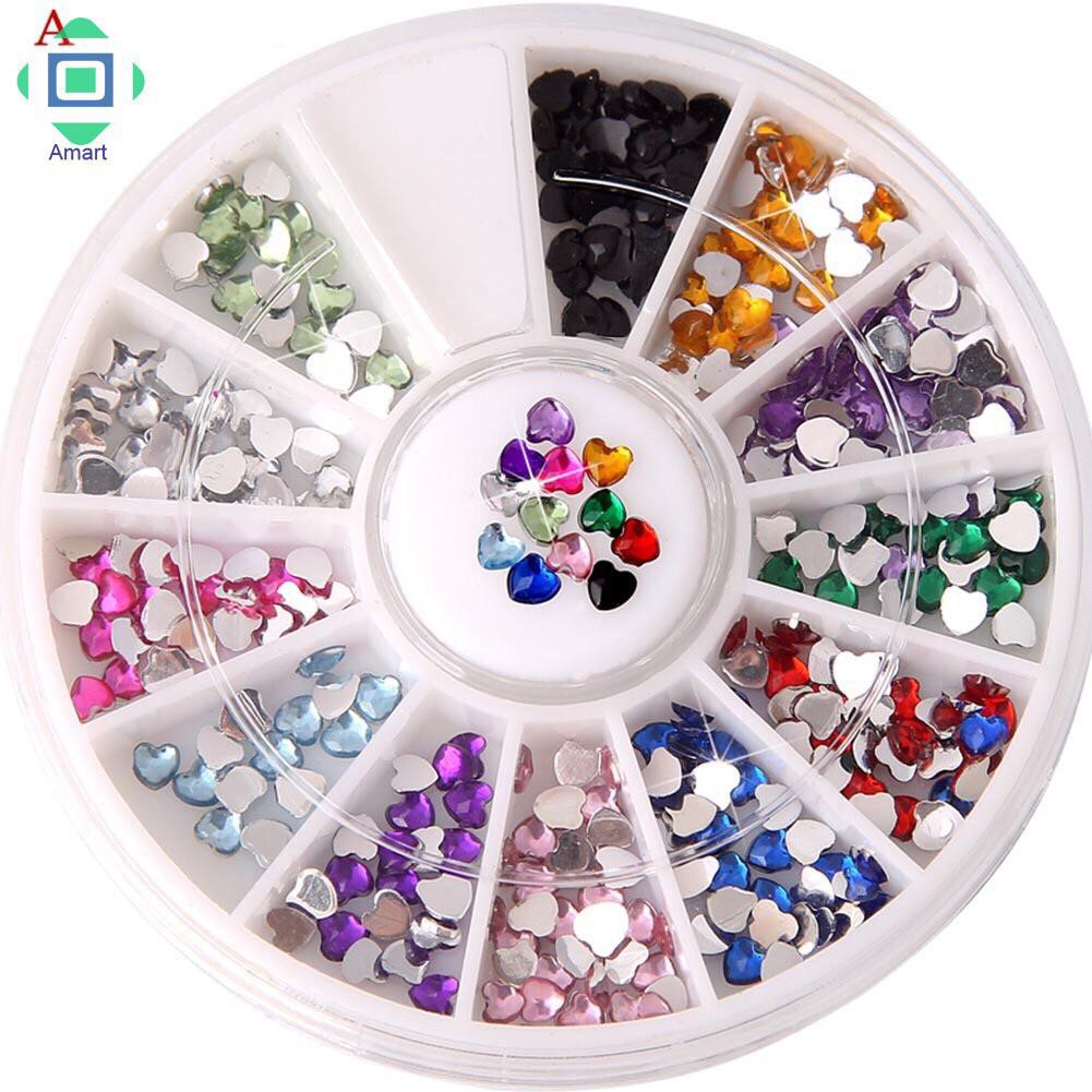 Nail Crystal love Rhinestones Set Flat bottom Mixed Color Nail Art 3D Decor Manicure Nail Wheel Nail