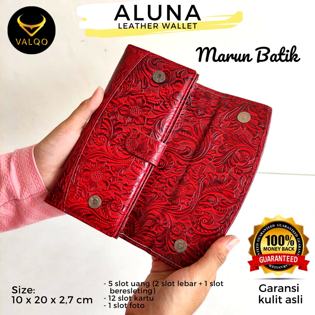 [VALQO] Dompet ALUNA MOTIF Kulit Sapi motif Batik BY kartu wanita cewek perempuan bisa COD