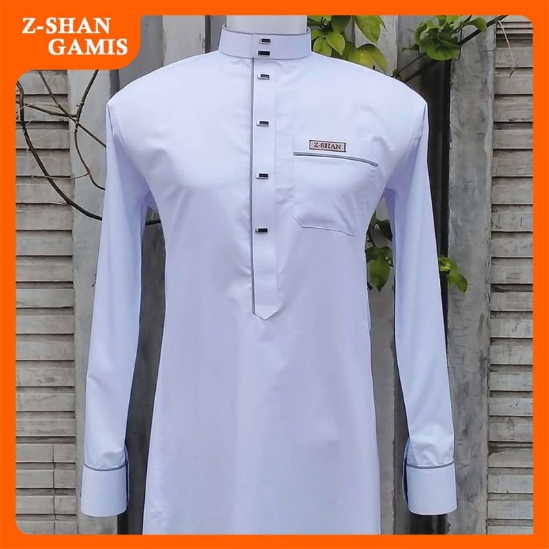 Gamis Pria Terbaru | Semi Slim | Lengan Manset | Putih | By Z-SHAN