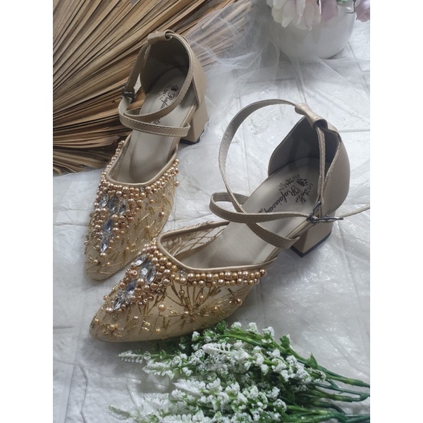 sepatu meila gold silang tali tinggi 5cm tahu