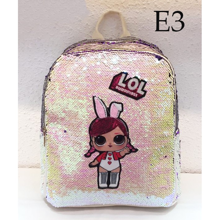 PROMO TERMURAH CUCI GUDANG TAS RANSEL 15&quot; Sequin Usap Backpack Fashion SD / Remaja (Payet Manik Manik) SEDANG