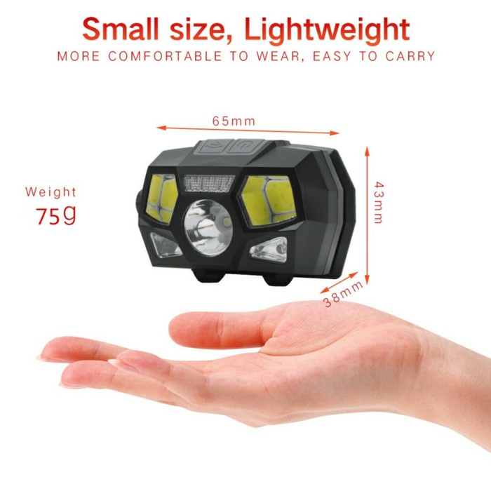 Headlamp Senter With Sensor &amp; Rechargeable USB 10000 Lumens Waterproof