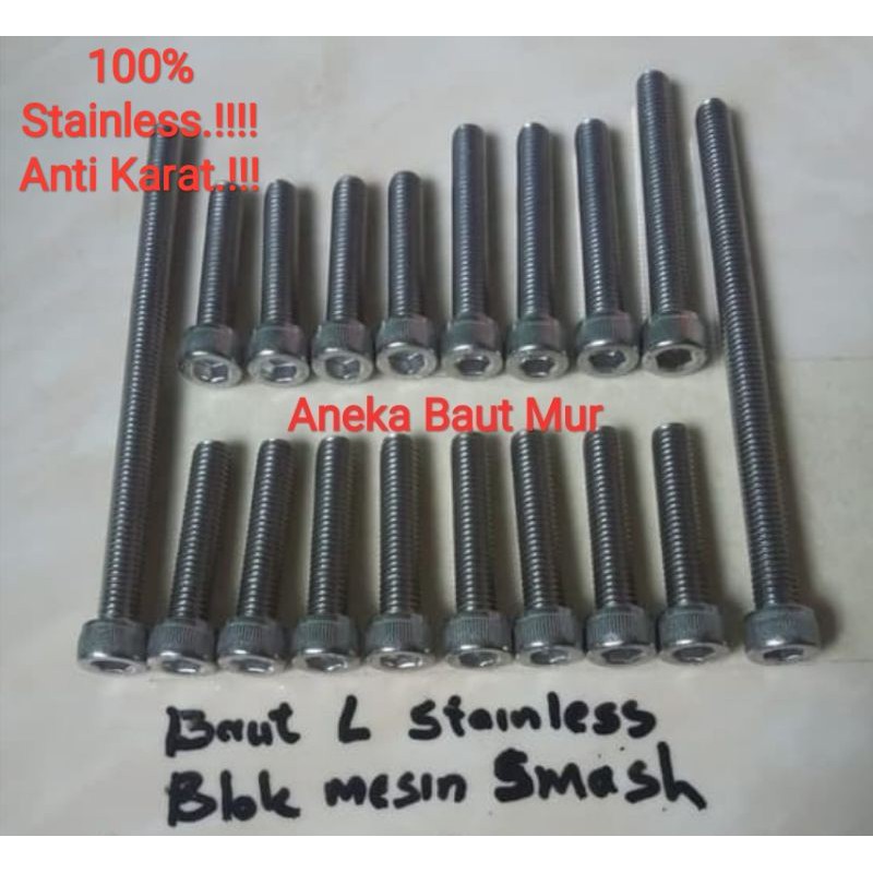 Baut L Stainless Blok Mesin Suzuki Smash