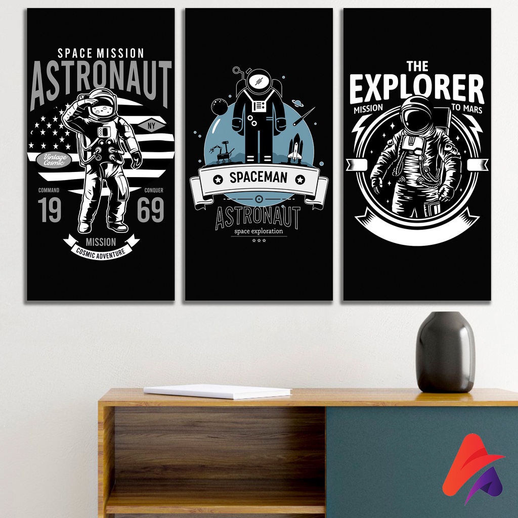 HIASAN DINDING ASTRONAUT  (15X30 CM) WALL DECOR HIASAN DINDING KAMAR PAJANGAN RUANGAN POSTER KAYU GAMBAR ASTONAUT ASTRONOT