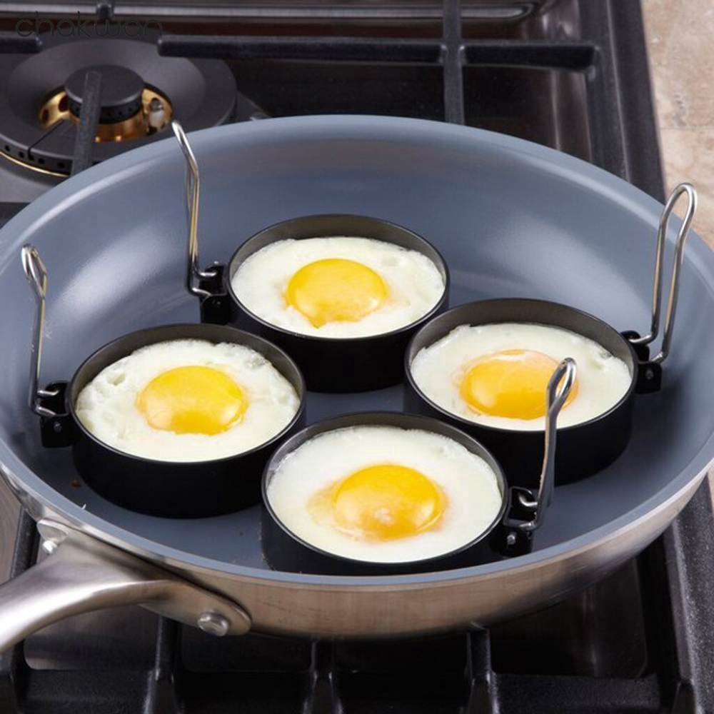 Cetakan Telur Omelet Bentuk Bulat Bahan Stainless Steel Metal Anti Lengket