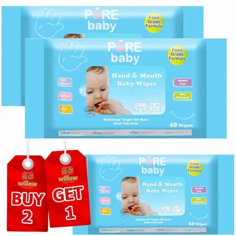 Pure Baby Cleansing Wipes Hand and Mout  Aloe Vera 60s