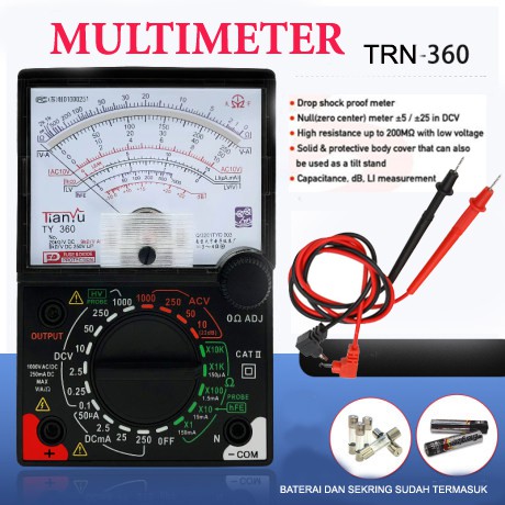 Multimeter Listrik Analog Multitester 360 TRN Pengukur Tegangan ampere