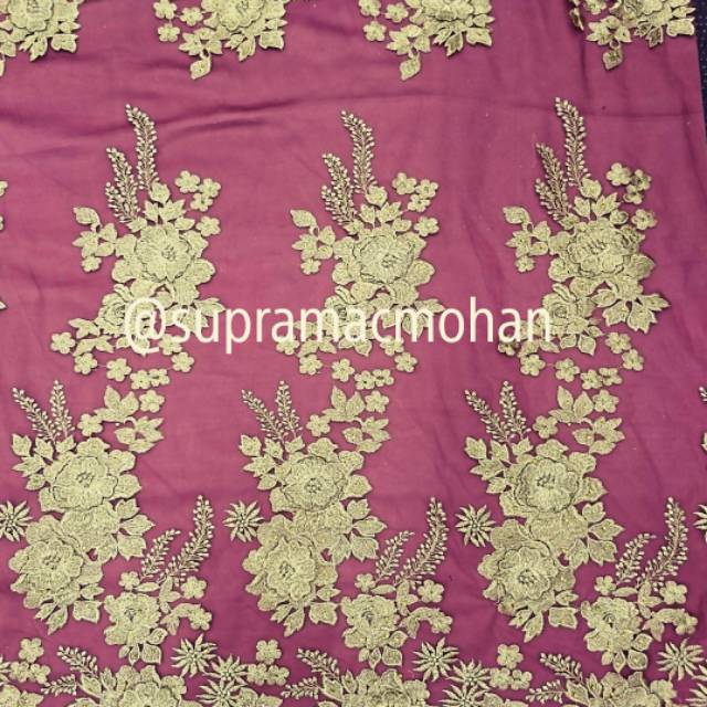 Kain kebaya tulle motif bunga timbul