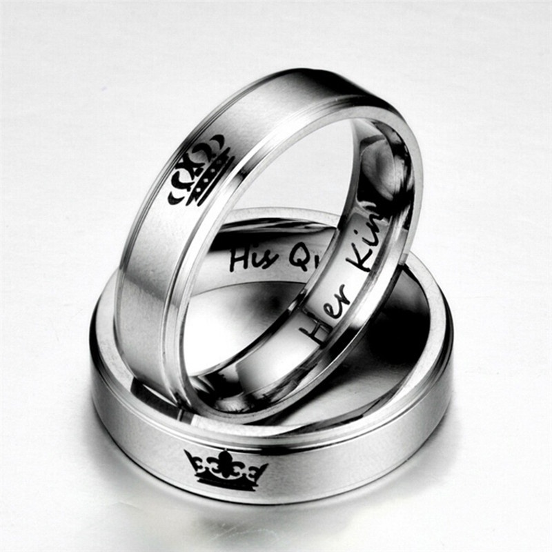 His QUEEN HER KING Bahan Stainless Steel Untuk Pasangan