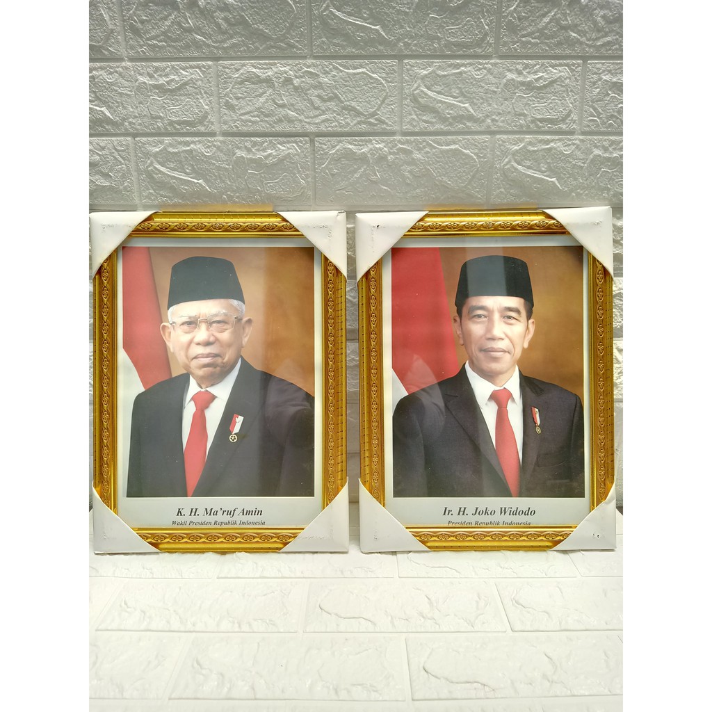 Pigura Foto Gambar Presiden Dan Wakil Hiasan Dinding Poster 1 Set Bahan Polyframe Fiber PRES DAN WAPRES