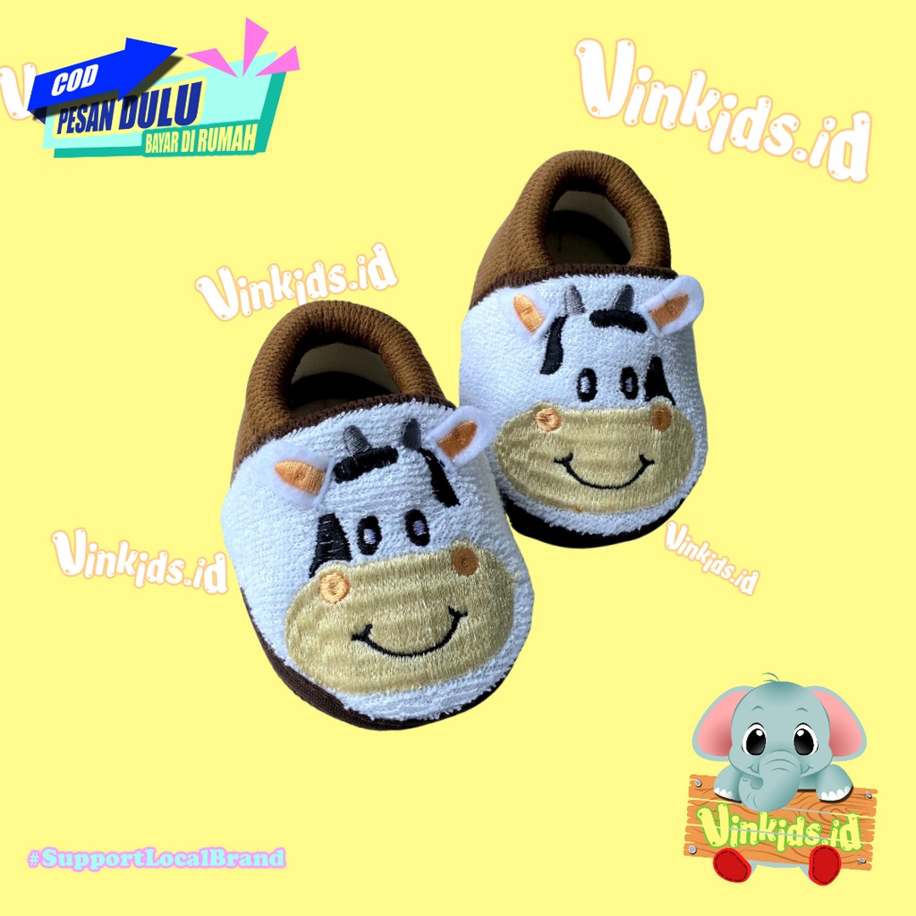 Sepatu Bayi Karakter / Sepatu Bayi Kekinian / Sepatu Bayi nyaman / Baby Shoes / Sepatu Bayi Motif Sapi Cute / Baby Shoes Cow