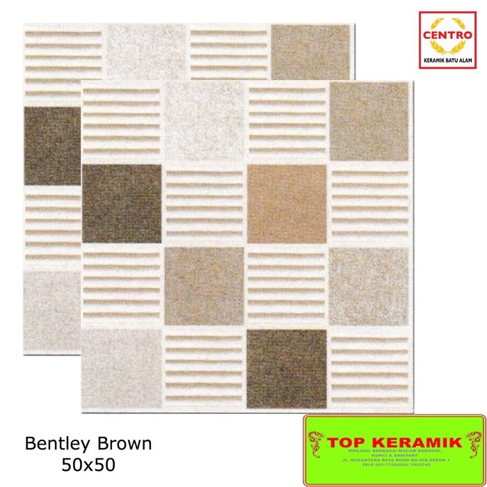 Keramik Lantai Centro 50x50 Bentley Brown / Grey