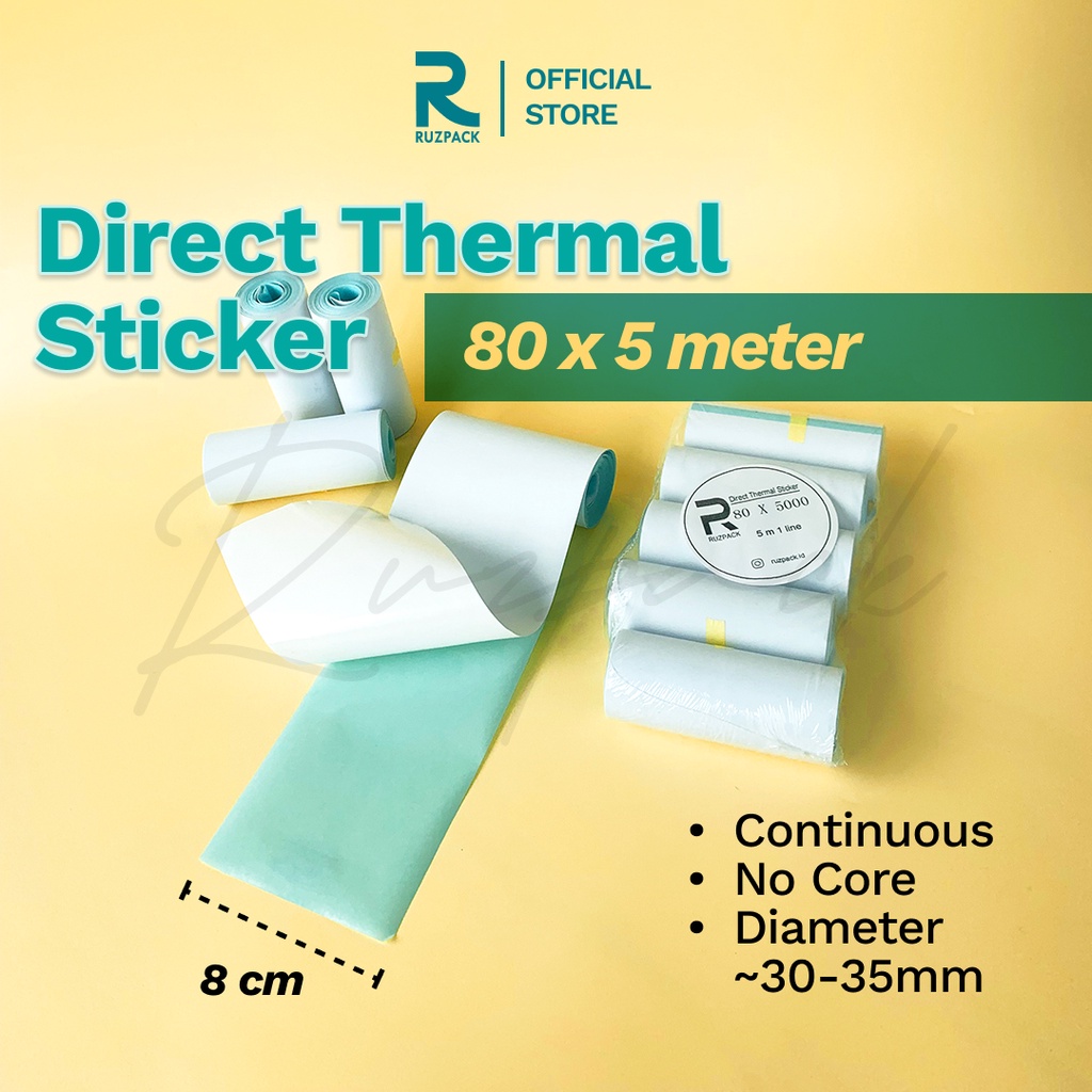 Direct Thermal Sticker [80x5METER] Stiker Resi Pengiriman Label Barcode Thermal Continuous