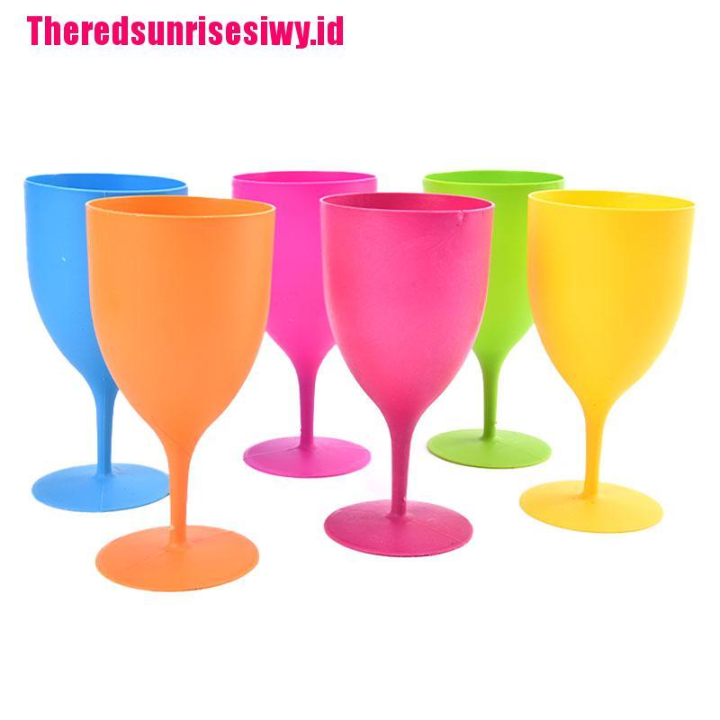 6 Pcs / set Gelas Wine Cocktail Champagne Goblet Bahan Plastik Buram Untuk Pesta Bar