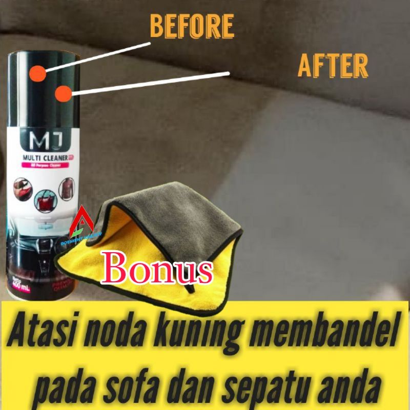 MJ All cleaner purpose BERSIH TANPA AIR / Pembersih jok mobil / sofa / tas / jaket / sepatu / kain micro