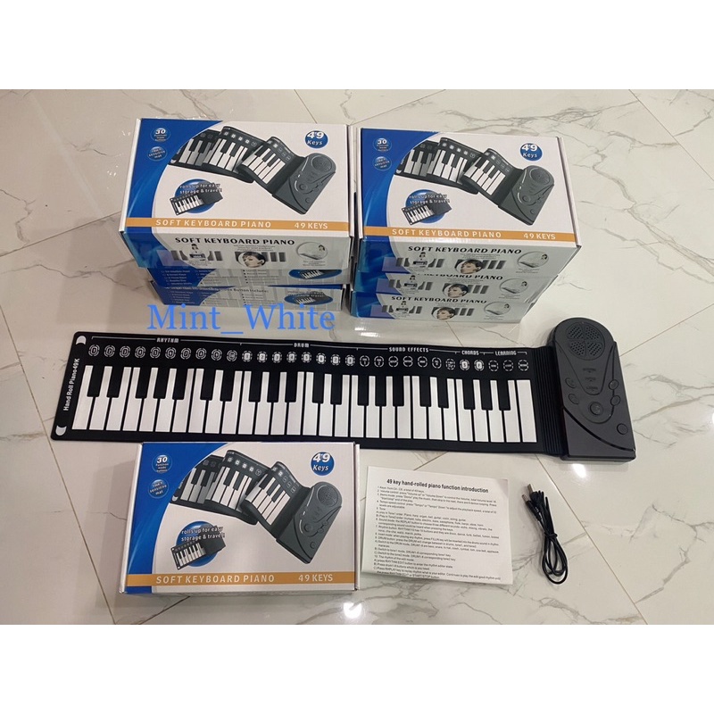 Piano Lipat Portable Music 49 Keys Flexible Silicon Roll Up Electronic Soft Keyboard Music Elektronik Musik