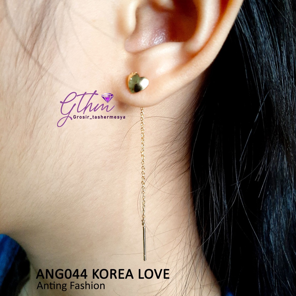 anting panjang korea BTS simple dan elegant black pink perhiasan lapis emas 18k awet tahan lama