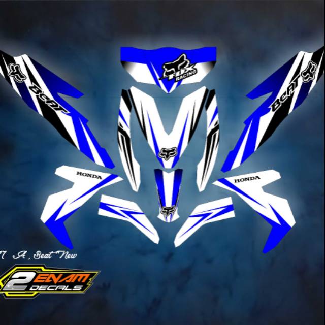 Stiker decal beat new simpel biru putih