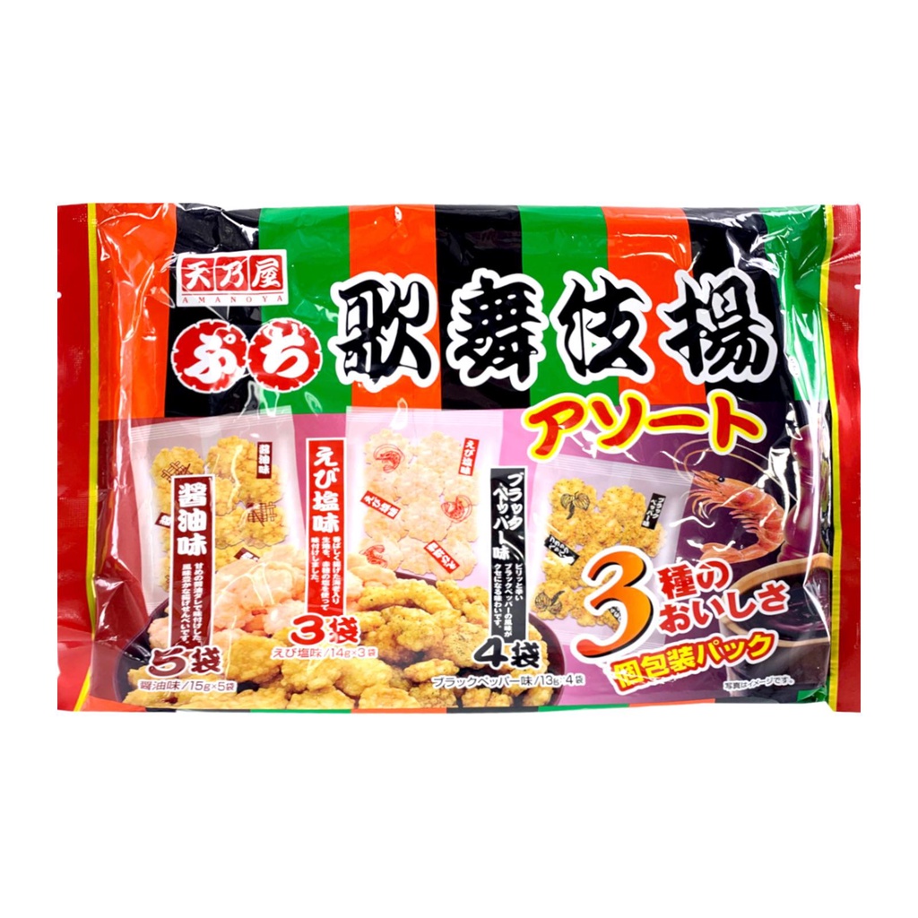 

Amanoya Petit (Bitesize) Kabuki Age Assort [12 Mini Pack 3 Rasa] snack jepang