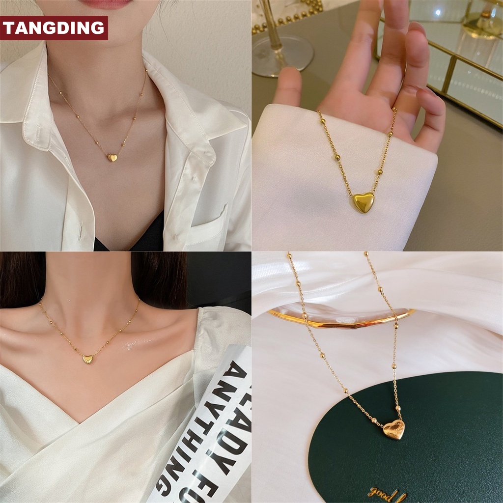 【COD Tangding】Love Pendant Necklace Female Clavicle Chain Temperament Simple Fashion Necklace Choker Jewelry