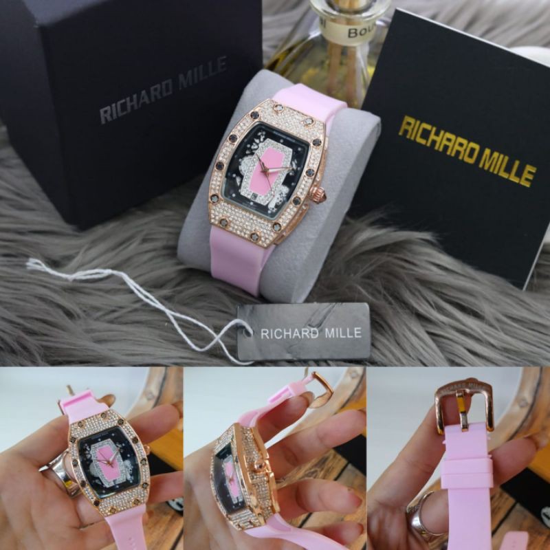 Jam Tangan Analog Wanita RM 07 01 Syahrini Ring Diamond Semi Super