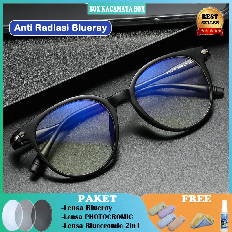 Mushto Kacamata Antiradiasi Blueray Bentuk Bulat Bahan Tr90 Fashion Pria Wanita 959