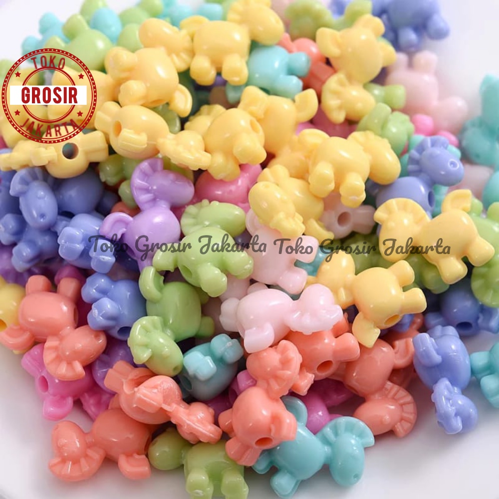 [20 Pcs] Mote Manik Pastel Susu Mote Boneka Kuda Poni Manik Manik Gelang Dan Kalung