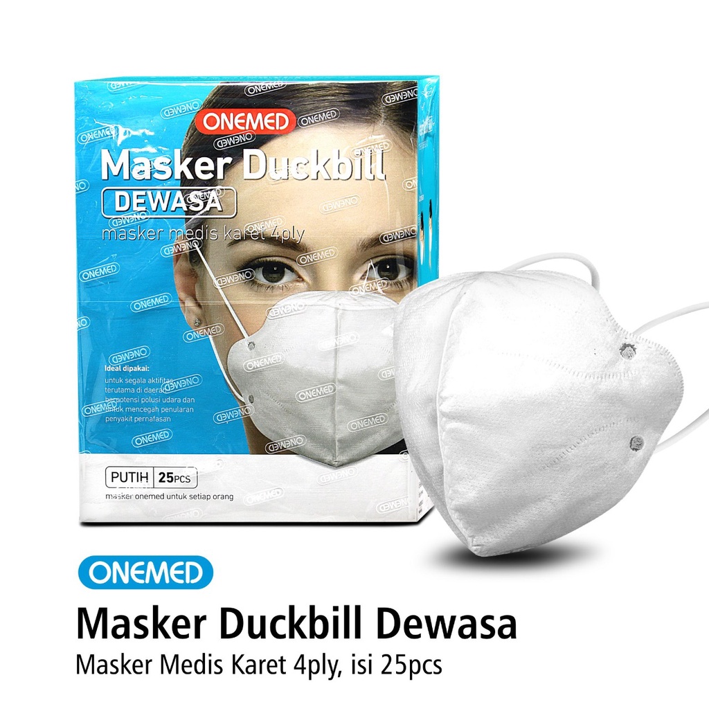 masker duckbill dewasa onemed 4ply isi 25/ masker medis duckbill onemed 4ply