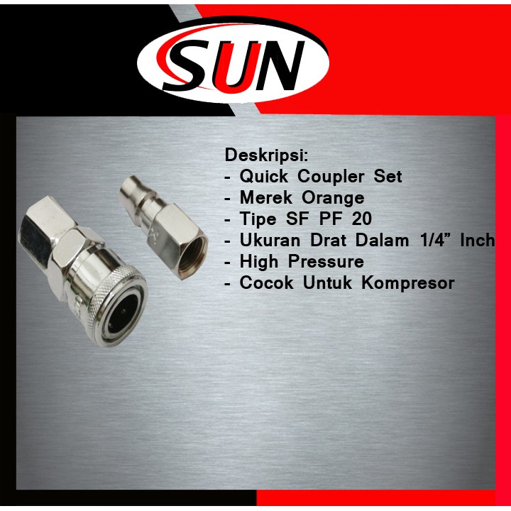 Sambungan Kompresor Angin Quick Coupler Set Sf Pf 20 1/4  Inch