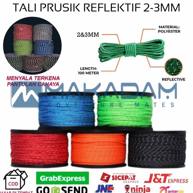 tali prusik paracord reflektif tali reflektor skotlet menyala 2mm 3mm makad44 Ayo Beli