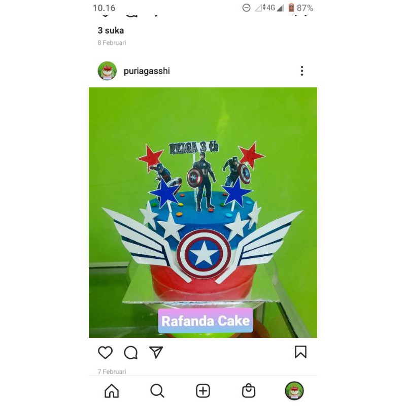 topper kue captain america toper ultah custom