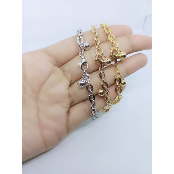 gelang nori hollo +2bel/ gelang perak asli silver 925 lapis emas/ gelang fashion impor