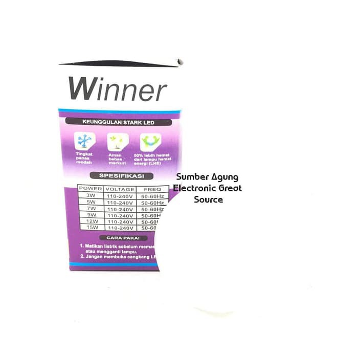 Bolam Lampu LED 5W Winner 6500K Terang Cahaya Putih Berkualitas