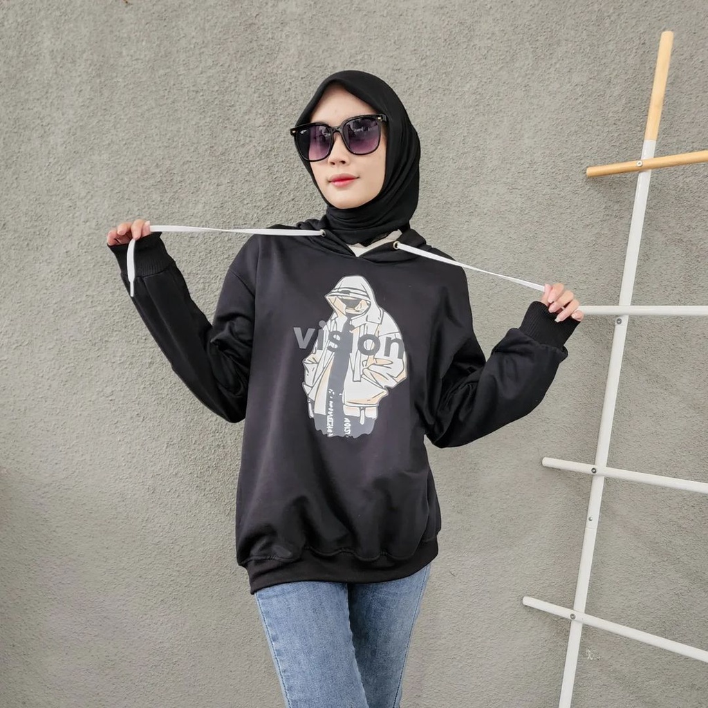 VISION HOODIE Jumper Hoodie Sweater Oversize Pria Wanita | Hoodie Terbaru Gaya Kasual Fashion Terkini Korean Style