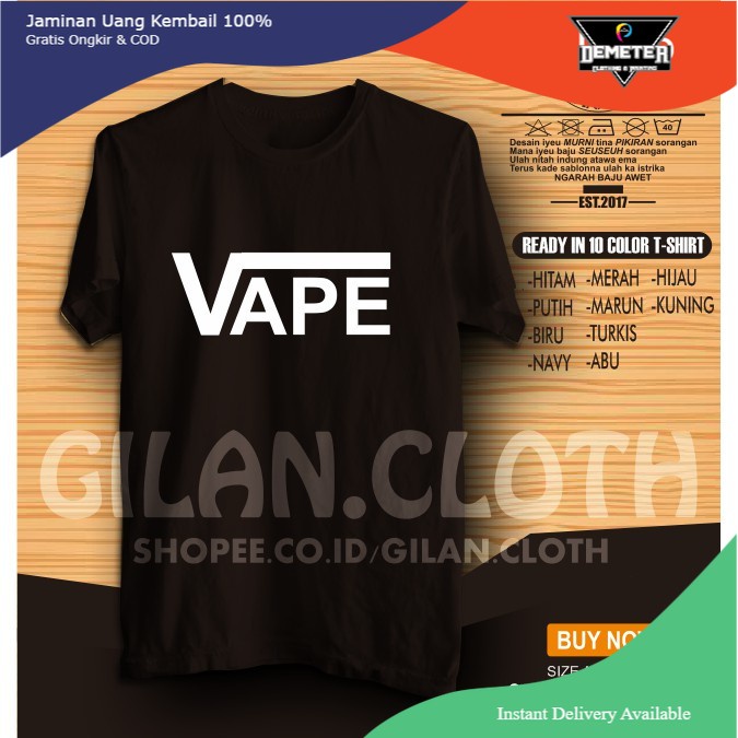 KAOS BAJU VAPE VAPOR HOBI LOGO - DEMETER.CLOTH